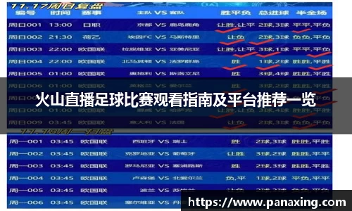 火山直播足球比赛观看指南及平台推荐一览