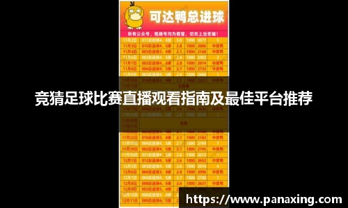 竞猜足球比赛直播观看指南及最佳平台推荐