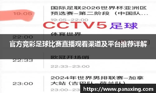 官方竞彩足球比赛直播观看渠道及平台推荐详解