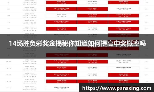 14场胜负彩奖金揭秘你知道如何提高中奖概率吗